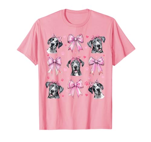 Dogge Hund Mama Mädchen Kokette Schleife Rosa T-Shirt von Womens Pink Coquette Bow Great Dane Dog Gifts