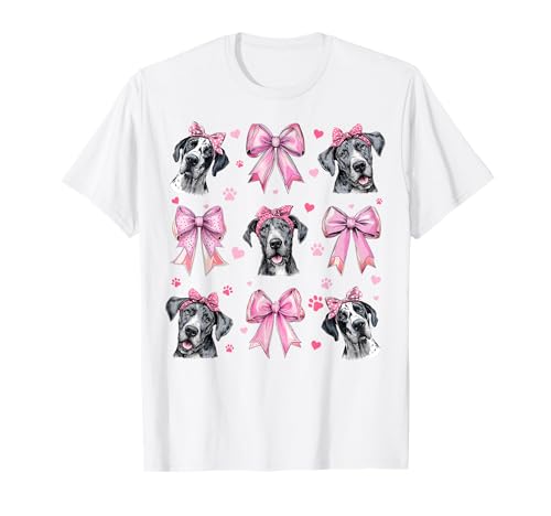 Dogge Hund Mama Mädchen Kokette Schleife Rosa T-Shirt von Womens Pink Coquette Bow Great Dane Dog Gifts