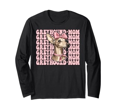 Greyhound Mom Mama Hund Muttertag Kokette Schleife Langarmshirt von Womens Pink Coquette Bow Greyhound Dog Gifts