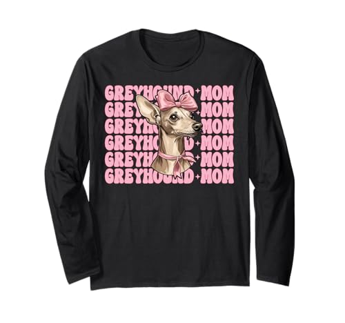 Greyhound Mom Mama Hund Muttertag Kokette Schleife Langarmshirt von Womens Pink Coquette Bow Greyhound Dog Gifts