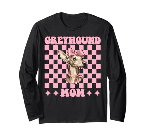 Greyhound Mom Mama Hund Muttertag Kokette Schleife Langarmshirt von Womens Pink Coquette Bow Greyhound Dog Gifts
