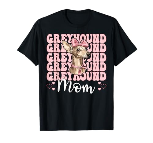 Greyhound Mom Mama Hund Muttertag Kokette Schleife T-Shirt von Womens Pink Coquette Bow Greyhound Dog Gifts