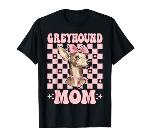 Greyhound Mom Mama Hund Muttertag Kokette Schleife T-Shirt von Womens Pink Coquette Bow Greyhound Dog Gifts