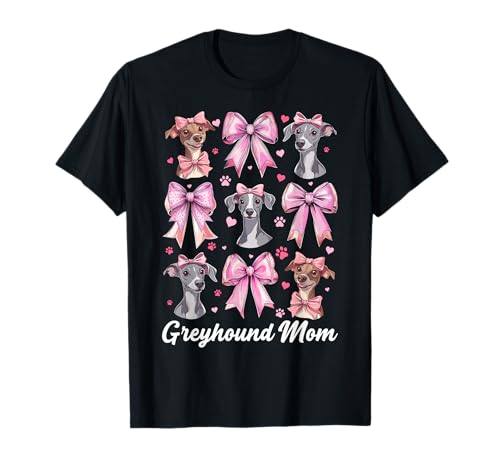 Greyhound Mom Mama Hund Muttertag Kokette Schleife T-Shirt Greyhound Mom Mama Hund Muttertag Kokette Schleife T-Shirt von Womens Pink Coquette Bow Greyhound Dog Gifts