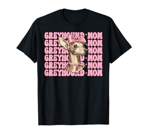Greyhound Mom Mama Hund Muttertag Kokette Schleife T-Shirt von Womens Pink Coquette Bow Greyhound Dog Gifts