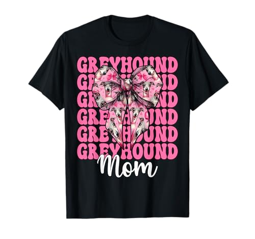 Greyhound Mom Mama Hund Muttertag Kokette Schleife T-Shirt Greyhound Mom Mama Hund Muttertag Kokette Schleife T-Shirt von Womens Pink Coquette Bow Greyhound Dog Gifts