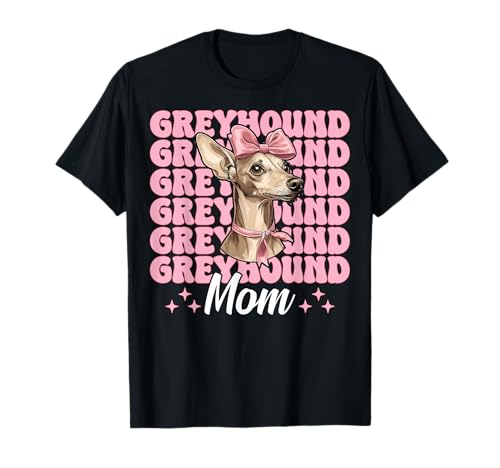 Greyhound Mom Mama Hund Muttertag Kokette Schleife T-Shirt Greyhound Mom Mama Hund Muttertag Kokette Schleife T-Shirt von Womens Pink Coquette Bow Greyhound Dog Gifts