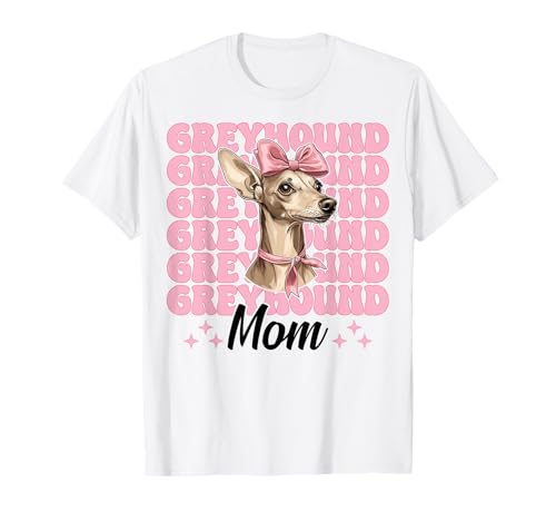 Greyhound Mom Mama Hund Muttertag Kokette Schleife T-Shirt Greyhound Mom Mama Hund Muttertag Kokette Schleife T-Shirt von Womens Pink Coquette Bow Greyhound Dog Gifts