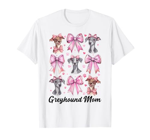 Greyhound Mom Mama Hund Muttertag Kokette Schleife T-Shirt von Womens Pink Coquette Bow Greyhound Dog Gifts