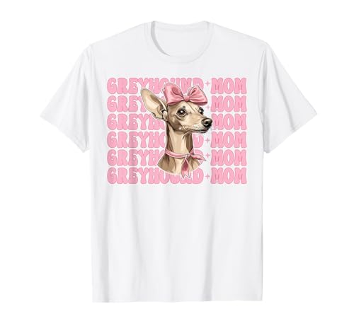 Greyhound Mom Mama Hund Muttertag Kokette Schleife T-Shirt von Womens Pink Coquette Bow Greyhound Dog Gifts