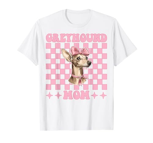 Greyhound Mom Mama Hund Muttertag Kokette Schleife T-Shirt von Womens Pink Coquette Bow Greyhound Dog Gifts