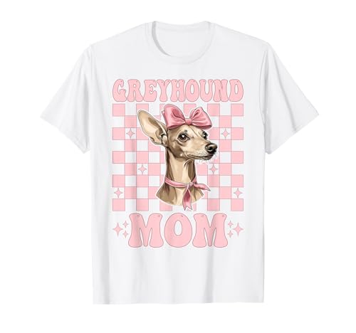 Greyhound Mom Mama Hund Muttertag Kokette Schleife T-Shirt von Womens Pink Coquette Bow Greyhound Dog Gifts