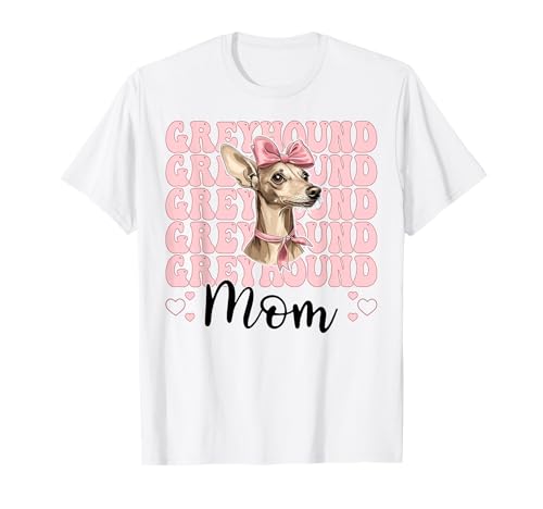 Greyhound Mom Mama Hund Muttertag Kokette Schleife T-Shirt Greyhound Mom Mama Hund Muttertag Kokette Schleife T-Shirt von Womens Pink Coquette Bow Greyhound Dog Gifts