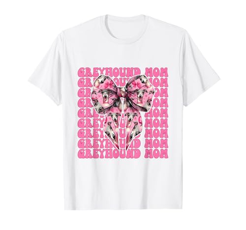 Greyhound Mom Mama Hund Muttertag Kokette Schleife T-Shirt von Womens Pink Coquette Bow Greyhound Dog Gifts