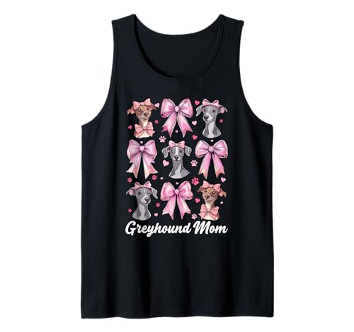 Greyhound Mom Mama Hund Muttertag Kokette Schleife Tank Top von Womens Pink Coquette Bow Greyhound Dog Gifts