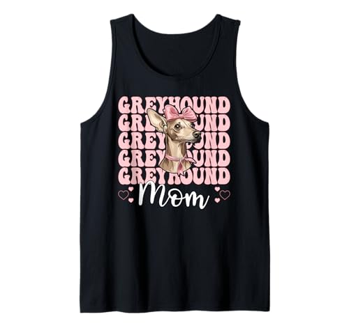 Greyhound Mom Mama Hund Muttertag Kokette Schleife Tank Top von Womens Pink Coquette Bow Greyhound Dog Gifts