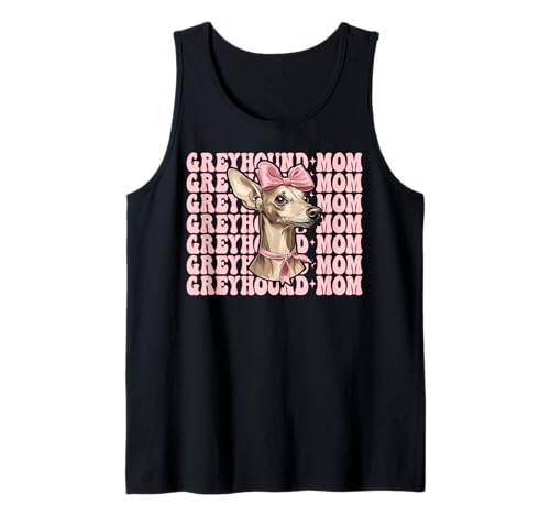 Greyhound Mom Mama Hund Muttertag Kokette Schleife Tank Top von Womens Pink Coquette Bow Greyhound Dog Gifts