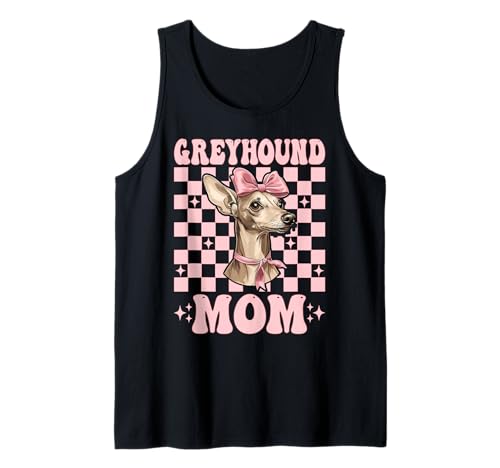 Greyhound Mom Mama Hund Muttertag Kokette Schleife Tank Top von Womens Pink Coquette Bow Greyhound Dog Gifts