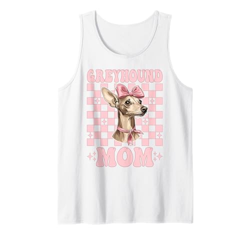 Greyhound Mom Mama Hund Muttertag Kokette Schleife Tank Top von Womens Pink Coquette Bow Greyhound Dog Gifts