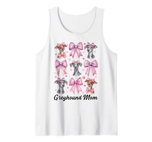 Greyhound Mom Mama Hund Muttertag Kokette Schleife Tank Top von Womens Pink Coquette Bow Greyhound Dog Gifts