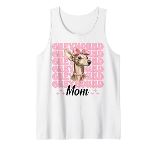Greyhound Mom Mama Hund Muttertag Kokette Schleife Tank Top von Womens Pink Coquette Bow Greyhound Dog Gifts