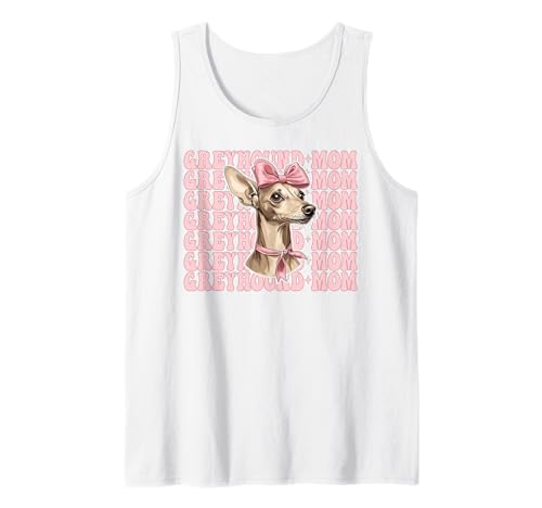 Greyhound Mom Mama Hund Muttertag Kokette Schleife Tank Top von Womens Pink Coquette Bow Greyhound Dog Gifts