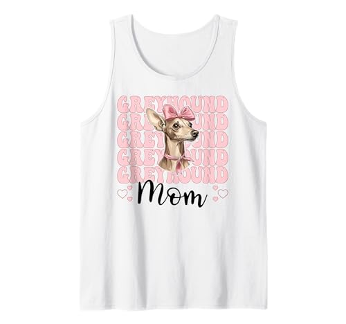 Greyhound Mom Mama Hund Muttertag Kokette Schleife Tank Top von Womens Pink Coquette Bow Greyhound Dog Gifts