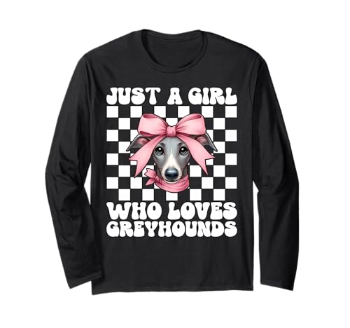Just A Girl Who Loves Greyhounds Windhund Kokette Schleife Langarmshirt Just A Girl Who Loves Greyhounds Windhund Kokette Schleife Langarmshirt von Womens Pink Coquette Bow Greyhound Dog Gifts