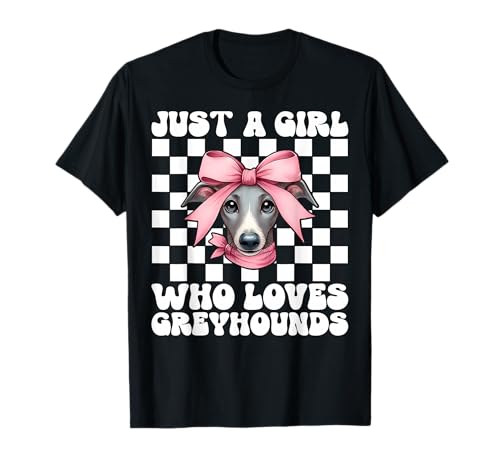 Just A Girl Who Loves Greyhounds Windhund Kokette Schleife T-Shirt Just A Girl Who Loves Greyhounds Windhund Kokette Schleife T-Shirt von Womens Pink Coquette Bow Greyhound Dog Gifts