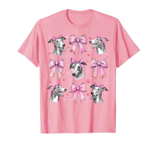 Windhund Hund Mama Mädchen Kokette Schleife Rosa T-Shirt Windhund Hund Mama Mädchen Kokette Schleife Rosa T-Shirt von Womens Pink Coquette Bow Greyhound Dog Gifts