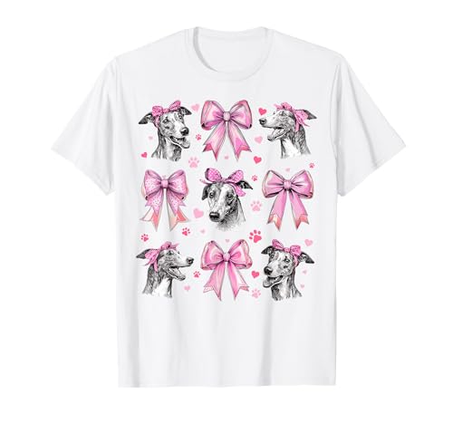 Windhund Hund Mama Mädchen Kokette Schleife Rosa T-Shirt Windhund Hund Mama Mädchen Kokette Schleife Rosa T-Shirt von Womens Pink Coquette Bow Greyhound Dog Gifts