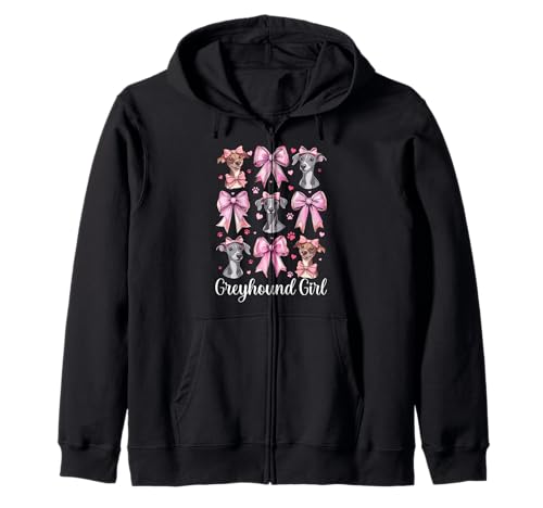 Windhund Mädchen Rosa Kokette Schleife Kapuzenjacke Windhund Mädchen Rosa Kokette Schleife Kapuzenjacke von Womens Pink Coquette Bow Greyhound Dog Gifts