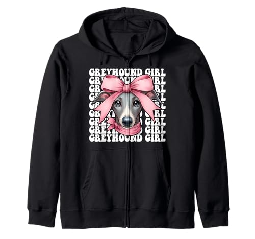 Windhund Mädchen Rosa Kokette Schleife Kapuzenjacke Windhund Mädchen Rosa Kokette Schleife Kapuzenjacke von Womens Pink Coquette Bow Greyhound Dog Gifts