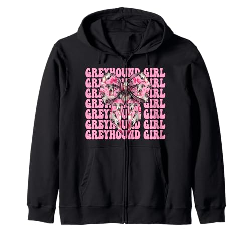 Windhund Mädchen Rosa Kokette Schleife Kapuzenjacke Windhund Mädchen Rosa Kokette Schleife Kapuzenjacke von Womens Pink Coquette Bow Greyhound Dog Gifts