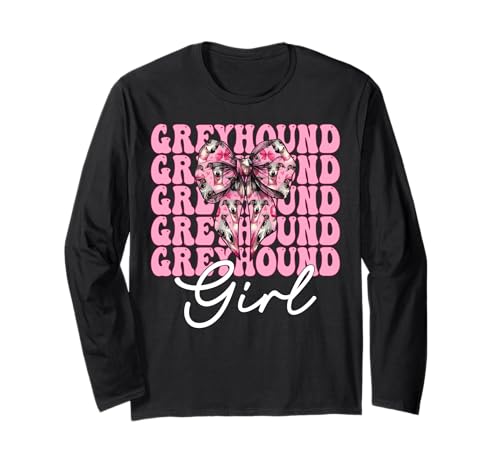 Windhund Mädchen Rosa Kokette Schleife Langarmshirt Windhund Mädchen Rosa Kokette Schleife Langarmshirt von Womens Pink Coquette Bow Greyhound Dog Gifts