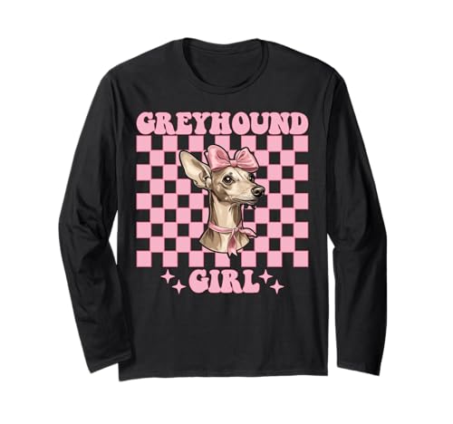 Windhund Mädchen Rosa Kokette Schleife Langarmshirt Windhund Mädchen Rosa Kokette Schleife Langarmshirt von Womens Pink Coquette Bow Greyhound Dog Gifts
