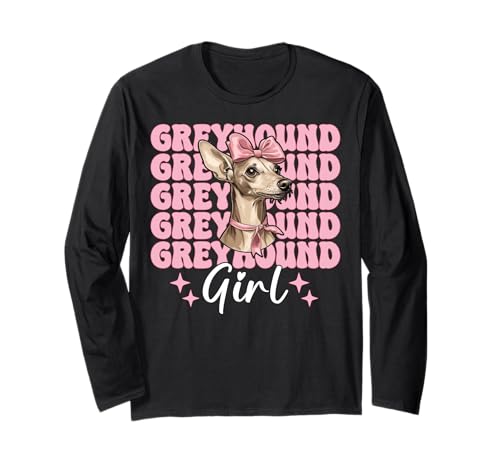 Windhund Mädchen Rosa Kokette Schleife Langarmshirt Windhund Mädchen Rosa Kokette Schleife Langarmshirt von Womens Pink Coquette Bow Greyhound Dog Gifts
