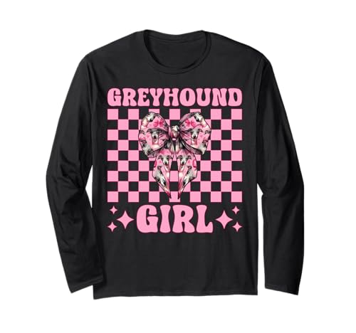 Windhund Mädchen Rosa Kokette Schleife Langarmshirt Windhund Mädchen Rosa Kokette Schleife Langarmshirt von Womens Pink Coquette Bow Greyhound Dog Gifts