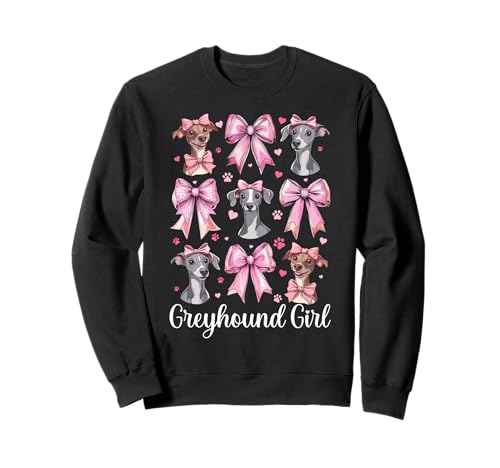 Windhund Mädchen Rosa Kokette Schleife Sweatshirt Windhund Mädchen Rosa Kokette Schleife Sweatshirt von Womens Pink Coquette Bow Greyhound Dog Gifts