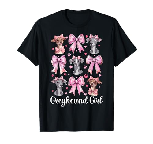 Windhund Mädchen Rosa Kokette Schleife T-Shirt Windhund Mädchen Rosa Kokette Schleife T-Shirt von Womens Pink Coquette Bow Greyhound Dog Gifts