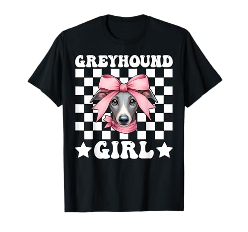 Windhund Mädchen Rosa Kokette Schleife T-Shirt Windhund Mädchen Rosa Kokette Schleife T-Shirt von Womens Pink Coquette Bow Greyhound Dog Gifts