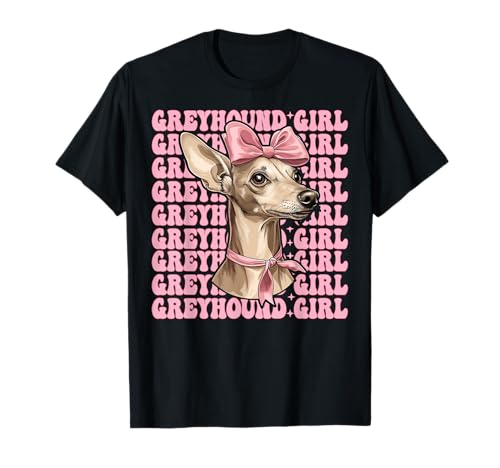 Windhund Mädchen Rosa Kokette Schleife T-Shirt Windhund Mädchen Rosa Kokette Schleife T-Shirt von Womens Pink Coquette Bow Greyhound Dog Gifts