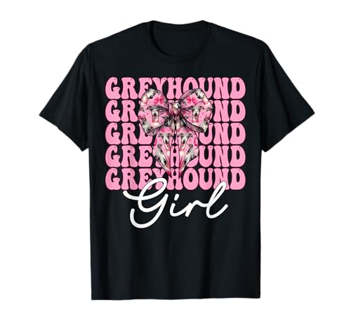 Windhund Mädchen Rosa Kokette Schleife T-Shirt Windhund Mädchen Rosa Kokette Schleife T-Shirt von Womens Pink Coquette Bow Greyhound Dog Gifts