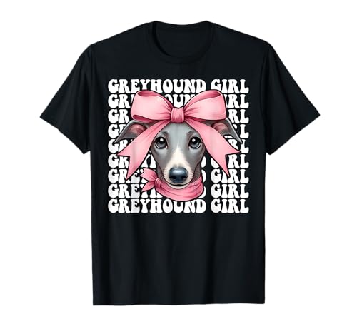 Windhund Mädchen Rosa Kokette Schleife T-Shirt Windhund Mädchen Rosa Kokette Schleife T-Shirt von Womens Pink Coquette Bow Greyhound Dog Gifts