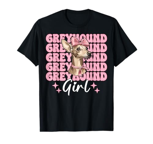 Windhund Mädchen Rosa Kokette Schleife T-Shirt Windhund Mädchen Rosa Kokette Schleife T-Shirt von Womens Pink Coquette Bow Greyhound Dog Gifts