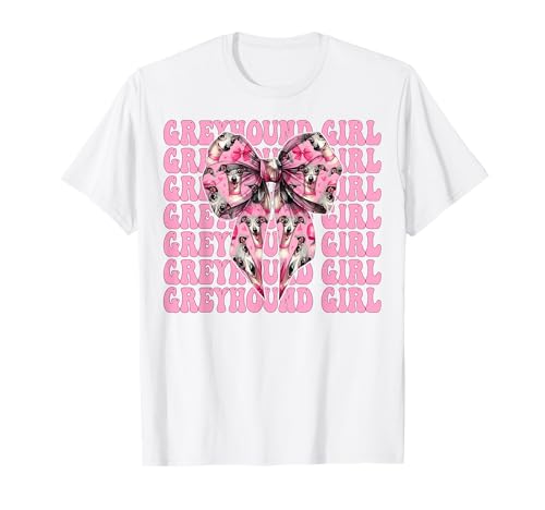Windhund Mädchen Rosa Kokette Schleife T-Shirt Windhund Mädchen Rosa Kokette Schleife T-Shirt von Womens Pink Coquette Bow Greyhound Dog Gifts