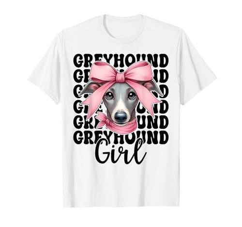 Windhund Mädchen Rosa Kokette Schleife T-Shirt Windhund Mädchen Rosa Kokette Schleife T-Shirt von Womens Pink Coquette Bow Greyhound Dog Gifts