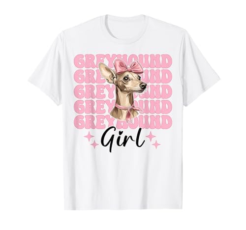 Windhund Mädchen Rosa Kokette Schleife T-Shirt Windhund Mädchen Rosa Kokette Schleife T-Shirt von Womens Pink Coquette Bow Greyhound Dog Gifts