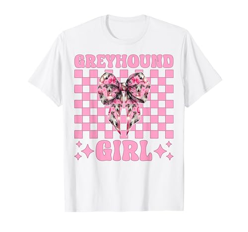 Windhund Mädchen Rosa Kokette Schleife T-Shirt Windhund Mädchen Rosa Kokette Schleife T-Shirt von Womens Pink Coquette Bow Greyhound Dog Gifts