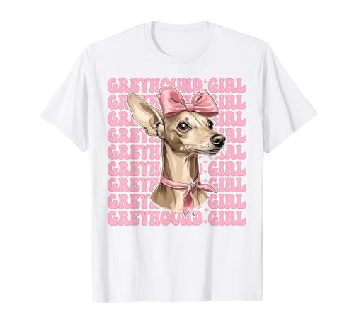 Windhund Mädchen Rosa Kokette Schleife T-Shirt Windhund Mädchen Rosa Kokette Schleife T-Shirt von Womens Pink Coquette Bow Greyhound Dog Gifts